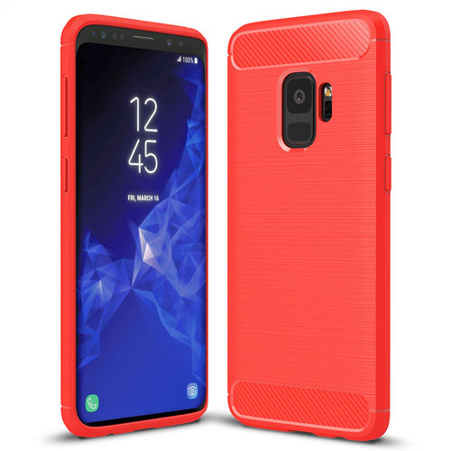 Flexi Slim Carbon Fibre Case for Samsung Galaxy S9 - Brushed Red